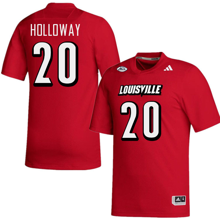 Men #20 Tayon Holloway Louisville Cardinals College Football Jerseys Stitched-Red